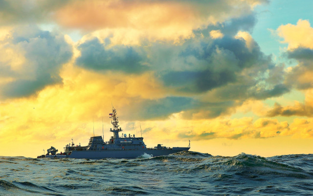Ocean boat cloudy sky stormy free wallpaper - medium preview image