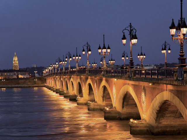 Bridge lights clock tower nighttime free wallpaper - medium preview image