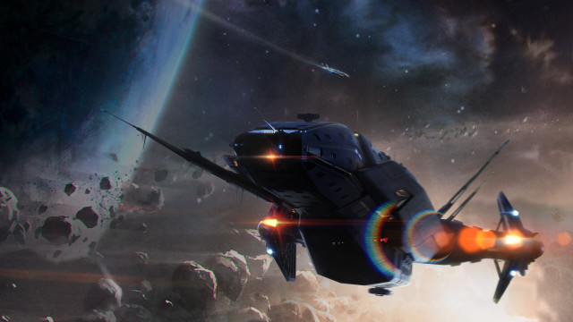 Space ship cloudy sky rainbow free wallpaper - medium preview image