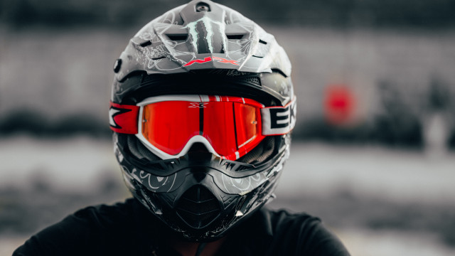 Man helmet goggles redlenses blackshirt free wallpaper - medium preview image