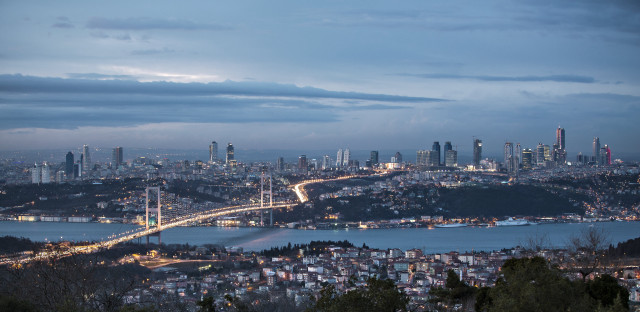 City skyline river bridge water free wallpaper - medium preview image