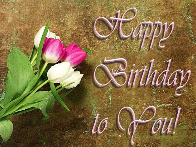 Happy birthday card flowers table free wallpaper - medium preview image