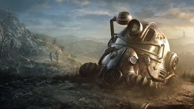 Gasmask dirtfield forest person sunset free wallpaper - medium preview image