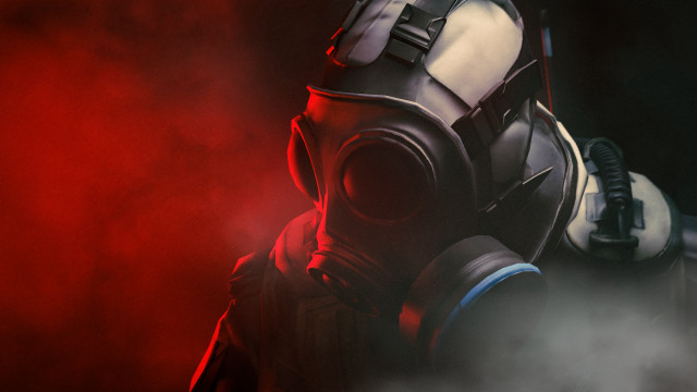 Gasmask man redlight smoke pilot free wallpaper - medium preview image