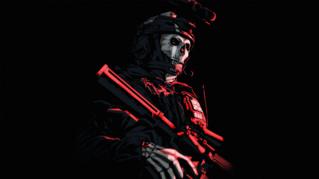 Man skull gun cyberpunk glowing free wallpaper - medium preview image