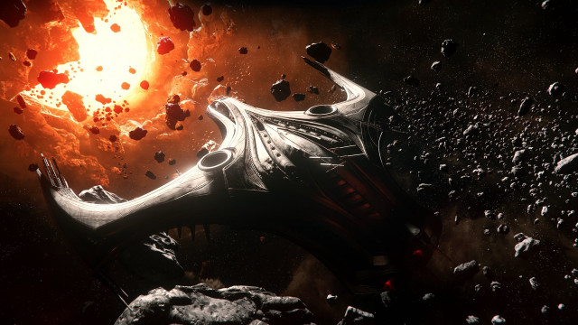 Space station explosion debris black free wallpaper - medium preview image