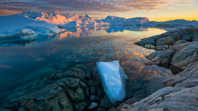 Iceberg lake mountains sunset colorful free wallpaper - medium preview image