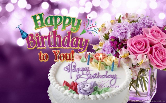 Birthday cake flowers candles vase free wallpaper - medium preview image