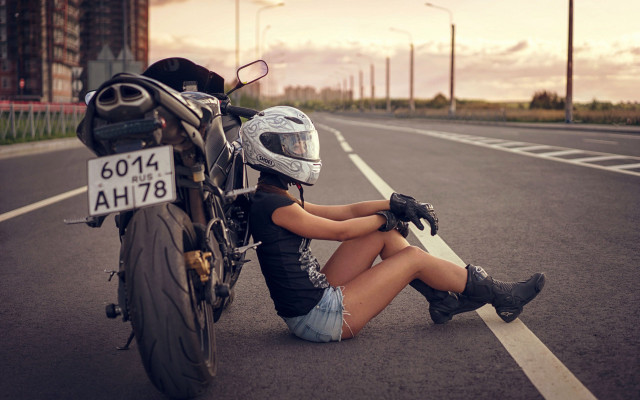 Woman motorcycle outdoors ankazhuravleva gloves free wallpaper - medium preview image