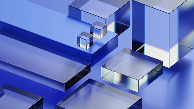 Blue abstract cubes mirrors cinema4d free wallpaper - medium preview image