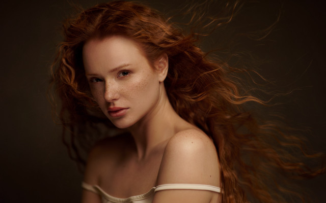 Elina karimova red hair wind free wallpaper - medium preview image