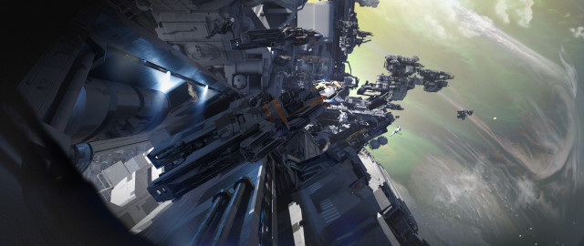 Futuristic space station earth view free wallpaper - medium preview image
