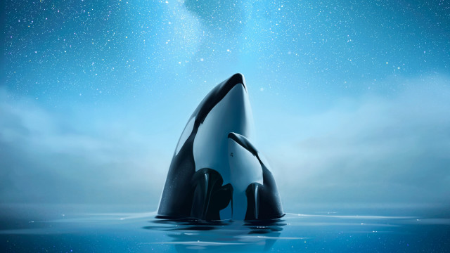 Whale starry sky moon reflection free wallpaper - medium preview image