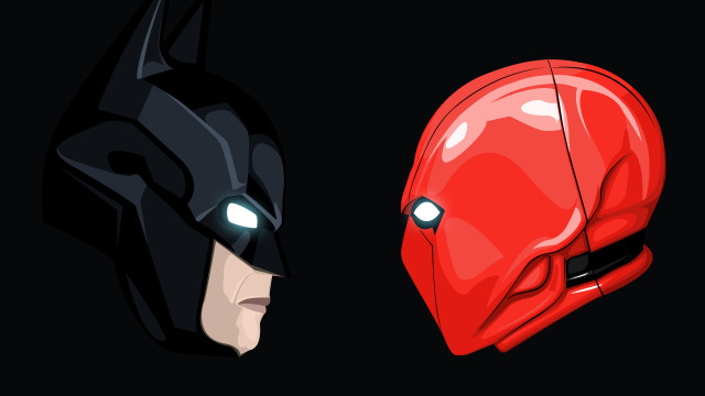 Red black helmets opposite directions free wallpaper - medium preview image