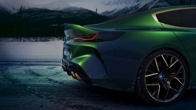 Green sports car mountains night free wallpaper - medium preview image