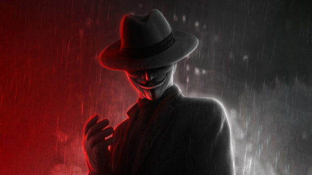 Man hat suit rain redlight free wallpaper - medium preview image