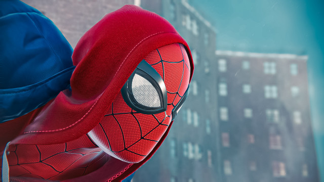 Spiderman cityscape building depthofield fishnets free wallpaper - medium preview image