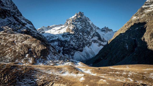 Mountain trail snow peak nature free wallpaper - medium preview image