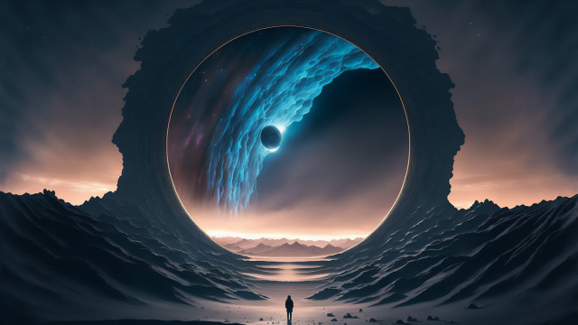 Man giant blue object black free wallpaper - medium preview image