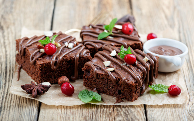 Chocolate cake cherry frosting bowl free wallpaper - medium preview image