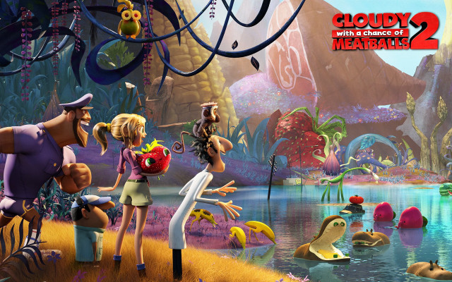 Cartoon scene people field pond free wallpaper - medium preview image