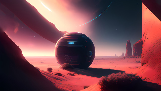 Futuristic space station desert red #2 free wallpaper - medium preview image