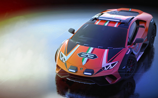 Colorful sports car water reflection free wallpaper - medium preview image