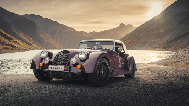 Purple car lake mountains 3d free wallpaper - medium preview image