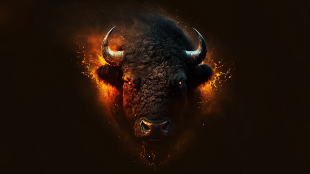 Fire bull embers glowing horns free wallpaper - medium preview image
