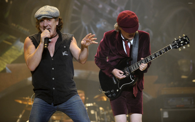 Two men guitars stage microphone free wallpaper - medium preview image