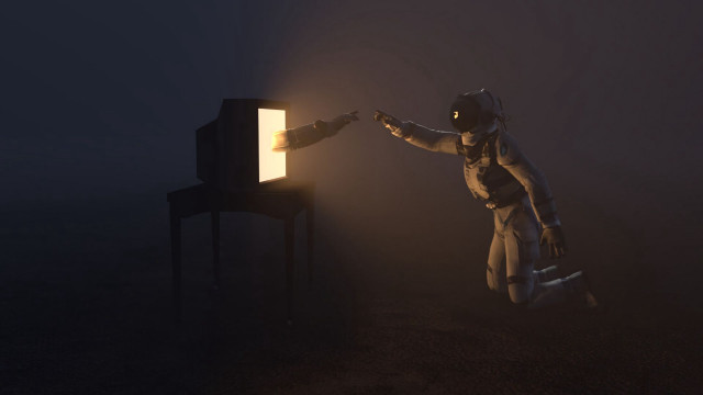 Space suit reach light dark free wallpaper - medium preview image