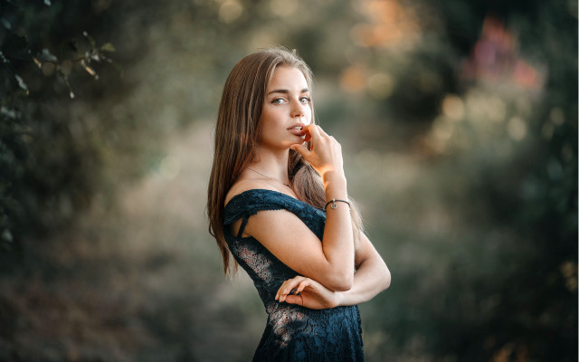 Woman dress posing bokeh jewelry free wallpaper - medium preview image