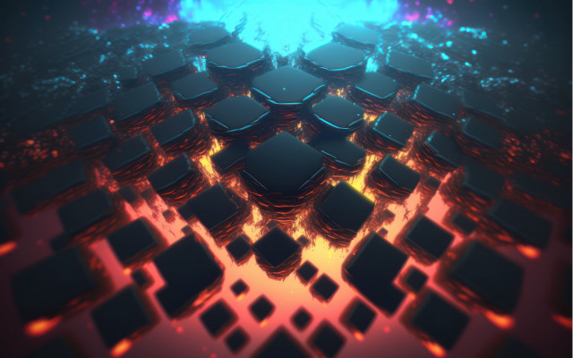 Blue red geometric 3d pattern free wallpaper - medium preview image
