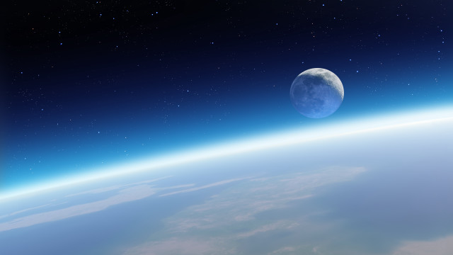 Earth moon stars space art #3 free wallpaper - medium preview image