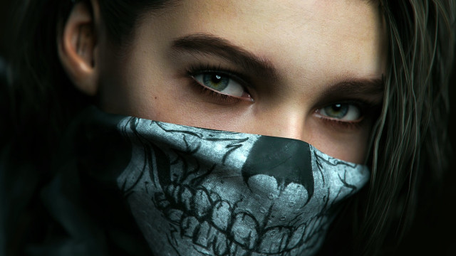 Woman skull mask scarf closed free wallpaper - medium preview image