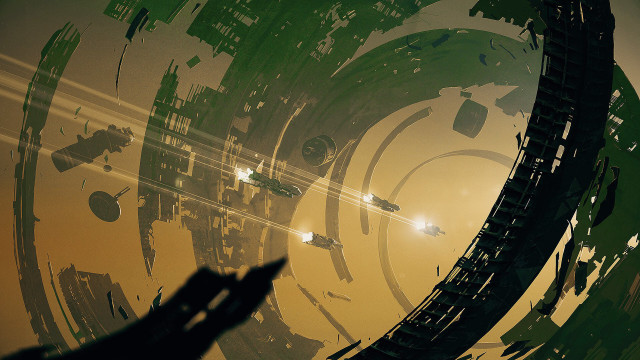 Futuristic city clock tower hero free wallpaper - medium preview image