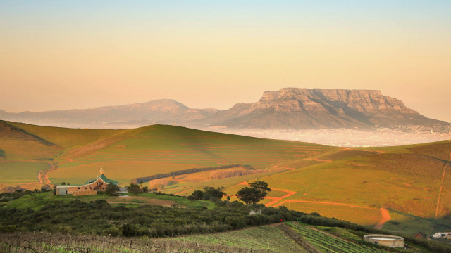 Mountain farm foggy sky twilight free wallpaper - medium preview image
