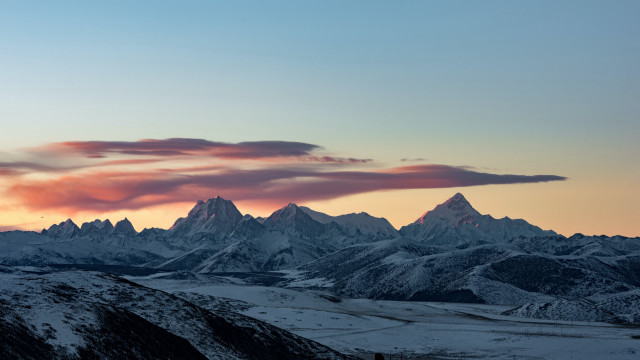 Mountain range pink cloud sunset free wallpaper - medium preview image