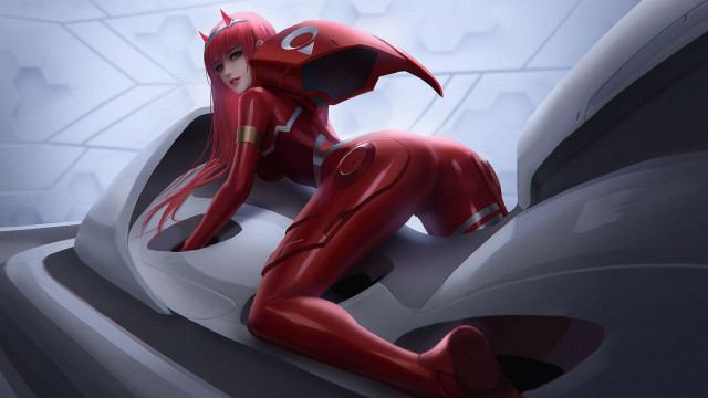 Futuristic red suit aqua eyes free wallpaper - medium preview image