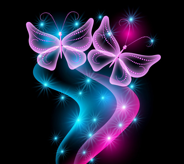 Colorful background butterflies stars side free wallpaper - medium preview image
