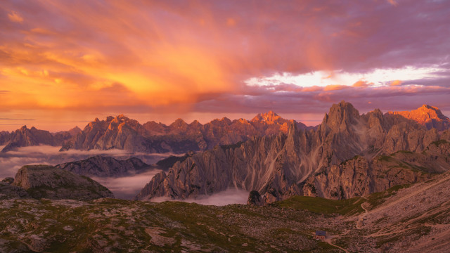 Mountain sunset clouds cityscape horizon free wallpaper - medium preview image
