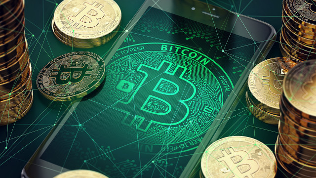 Phone coins bitcoin futurism 3D free wallpaper - medium preview image
