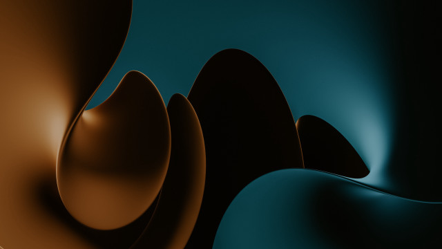 Curved brown blue abstract raytraced free wallpaper - medium preview image