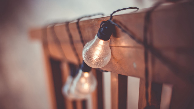 Lights string wooden bench tilt free wallpaper - medium preview image