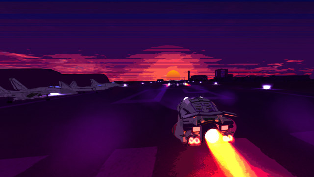 Jet plane night runway retrofuturism free wallpaper - medium preview image