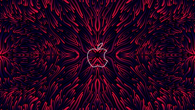 Apple logo red black leaves free wallpaper - medium preview image
