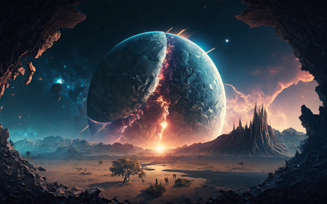Planet cave desert star background free wallpaper - medium preview image