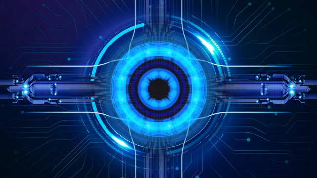 Blue circle black hole cybernetics free wallpaper - medium preview image