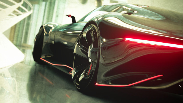 Futuristic car red lights panfuturism free wallpaper - medium preview image