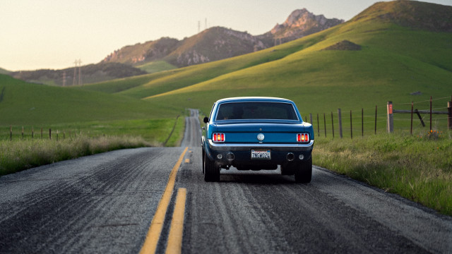 Blue truck country side green free wallpaper - medium preview image